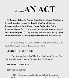 Draft of Space Settlement Prize Act